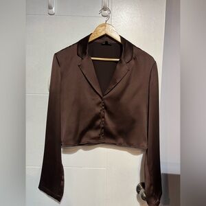 Dynamite Chocolate Satin Blouse
